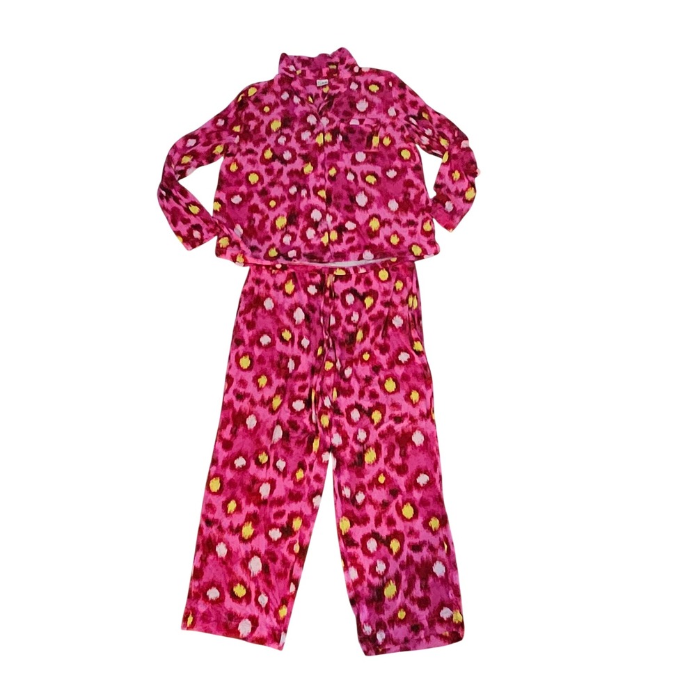 Soma Pink Leopard Ikat Pajama Set Top Pants Rayon Spandex Loungewear XL XXL
